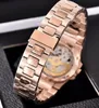 3 F￤rg Nautilus 18K Rose Gold Quartz Movement Date Watch 7010r-011 35mm damer dam modeklockor262z