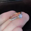 Rose gold diamond ring Crystal engagement rings for women wedding rings sets fashion jewelry