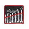 Freeshipping 7Pcs The Key With Combination Flexible Ratchet Wrench Auto Repair Hand Tools Spanners