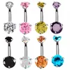 8 Colors Double Round Zicron Stainless Steel Jewelry Navel Bars Silver Belly Button Ring Navel Body Piercing Jewelry