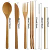 Set di posate per utensili in bambù Set da viaggio per posate riutilizzabili Posate in legno ecologiche per bambini Adulti Utensili portatili per esterni4652133