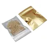 500pcs Golden Clear Stand Up Aluminium Folie Ziplock Paketväskor Självtätning Mylar Folie Zipper Packing Pouches för matlagring