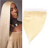 Peruvian Raw Virgin Human Hair 13X4 Lace Frontal 613# Blonde Silky Straight 10-24inch Blonde 13 By 4 Frontal With Baby Hairs Closures