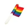 heißer Verkauf Regenbogen-Gay-Pride-Stick-Flagge 14 * 21 cm Hand-Mini-Flagge, die Flaggen schwenkt, die mit Goldoberteil verwendet werden