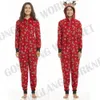 Familjmatchande julpyjamas romper jumpsuit kvinnor män baby barn rött tryck xmas sömnkläder nattkläder huva blixtlås utfits8534704
