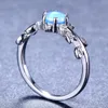 5 st lot Mother Gift Full Blue Fire Opal Gems 925 Sterling Silver for Women Ring Ryssland American Bröllop Ring Smycken Present