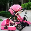 Cochecitos # Cochecito de lujo ajustable 3 en 1 High Landscape Strollers reversibles Mamá Pink Travel PRAM 8 REGALOS1