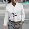 Incerun marca topos masculino pássaro impresso manga longa camisa casual confortável algodão único breasted gola blusa masculina 2019320w