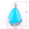 WOJIAER Tear Water Drop Love Natural Blue Turquoise Gem Stone Pendant Necklace Reiki Bead Women Jewelry N3465