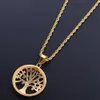 14K Gold Plated Iced Out Tree Of Life Pendant Necklace Micro Pave Cubic Zirconia Diamonds Rapper Singer accessories2262293