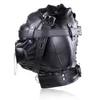 Fetish Hood Headgear PU Leather Bondage Breathable Sex Mask With Plug Hood Toys Adult Games Sex Product For Couples T200410