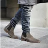 Sıcak Satış Gerçek Deri Süet Erkekler Ayak Bileği Patik Slip-On Hip Hop Dans Ayakkabıları Rahat Flats Ayakkabı Serin Sokak Stili Motosiklet Çizmeler Ayakkabı