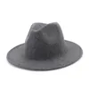 Mode män kvinnor ull jazz fedora hatt keps solid färg platt brim trilby filt panama formell hatt fest karneval gambler chapeau