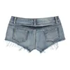 Women's Vintage Low Waist Rough Cutting Hot Denim Shorts Fashion Night Out Stage Short Jeans Sexy DJ Punk Clubwear Light Blue S-L