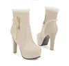 size 34 to 42 43 bride wedding shoes beige pink white ruffles chunky heels ankle booties luxury designer women boots