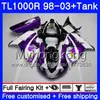 + Serbatoio per SUZUKI SRAD TL 1000 R TL1000R viola bianco caldo 98 99 00 01 02 03 304HM.11 TL1000 R TL 1000R 1998 1999 2000 2001 2002 2003 Carenature