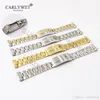 CARLYWET 20mm Two Tone Rose Gold Silver Black Solid Curved End Screw Links New Style Glide Lock Clasp Steel Watch Band Bracelet257M