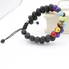 I più nuovi gioielli di moda 8MM perline Yoga braccialetti in pietra vulcanica 7 chakra braccialetto con doppia perline regalo da donna