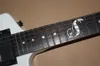 ホワイト/黒の珍しい形のエレクトリックギター固定橋、スネークインレイとローズウッドフレットボード、カスタマイズされたサービスを提供