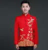 Chinese bruiloft rode jas oude china lente festivals kostuum show tang kleding bruidegom zhongshan dragen prestatiekostuum