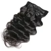 9A Clip Dans Les Extensions De Cheveux Humains Non Transformés Brésiliens Péruviens Malaisiens Indiens Vierges Vague De Corps Cheveux 7pcs / set 120g Pleine Tête Couleur Naturelle