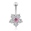 Flor de cristal cuelga anillos del ombligo Barbell Sexy Beach Acero quirúrgico Piercing del vientre Piercing del ombligo Piercing