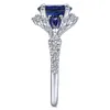 Modny 925 Srebrny Blue Diament Kobiet Romantyczny Zaręczyny Obrączka Rozmiar 6-10