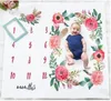 Nouveau-né Milestone Couvertures Bébé Photographie Fond Circulaire Couverture Infantile Fleur Numéro Swaddle Lettre Emmaillotage Wrap Chambre Tapis C7032