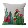 Cotton Cactus Series Pillowcase Green Plant Cushion Cover Linen Home Decor Pillow Case Sofa Car Throw Pillow Case