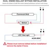 Bulbos LED de 8 pés PIN ÚNICO FA8 TUBO DE LED 45WATTS BILLOT DE ENERGIA DUA-END-END Power Bypass 4800lumens 6000k Cobertura fosca branca fria (25 pacote)