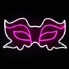 Alla hjärtans dag Masquera Decoration Mask Sign Holiday Lighting Home Bar Public Places Handgjorda Neon Light 12 V Super Bright LED Neon Sign Women's Mask Lights