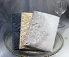 Neuer Stil, einzigartige, lasergeschnittene Hochzeitseinladungskarten, Splitter-Gold-Glitzer, personalisierte hohle Blumen-Brauteinladungskarte, Geburtstags-Quitte