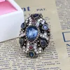 Wholesale- Turkish Ethnic Jewelry Big Colorful Crystal Ring Vintage Wedding Rings For Women Engagement Ring Jewelry Boho Accessories