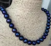 Elegancki 10-11 mm tahitian czarny niebieski okrągły naszyjnik perłowy 18-calowy 14k/20