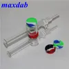 Hookah 7.5 Inch Glass Nectar pipe bong with 10mm 14mm Quartz Tips Keck Clip 5ML Silicone Container Reclaimer