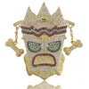 Hip Hop Iced Out UKA Mask Solid Anhänger Halskette Herren personalisierte Micro Paved Kubikzircon Gold Silber Farbe Bling Charm Ketten Schmuck