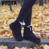 VTOTA femmes bottes de neige bottes d'hiver chaudes Botas Mujer 2018 plat à lacets fourrure bottines plate-forme dames chaussures d'hiver noir H189