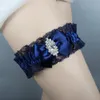 Vintage Lacivert Gelin Jartiyer Düğün Jartiyer Kemer Seti Bir Şey Mavi Gelin için Gelin Garters Bacak Garter