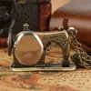 Antik brons Symaskin Design Pocket Watch Quartz Analog halsbandskedja Watches for Women Men Gift
