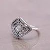 Vintage Charm Ring for Pandora 925 sterling silver with CZ diamond personality fashion geometric line ladies ring with box