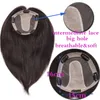 Sego 15x16cm Human Hair Topper dla kobiet oddychająca jedwabna podstawa z klipsem w włosach, nieremija do włosów naturalny kolor4868352