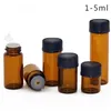 1ml 2ml 3ml 5ml Amber Mini Glass Bottle Essential Oil Dropper Display Vial Small Serum Perfume Brown Sample Container 2000Pcs/Lot Free DHL