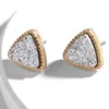 Boucles d'oreilles Druzy Drusy 6 couleurs plaqué or triangle Imitation pierre de cristal boucles d'oreilles en résine pour femmes