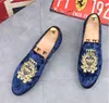 Newest Men charming glitter rhinestone Shoes embroidery bees flats Dress Shoes Male Wedding Homecoming Evening Groom Prom star Dh68