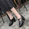 Mulheres Sapatos Primavera Inverno PU PU Ponto Pontilhada Toe 8cm Espessura Sólida Sólida Mamãe Sapatos Zíper Casamento Feminino Bombas Boots Plus Size