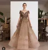 Yousef aljasmi Evening Dress V Neck Organza Ball gown Beads Prom Dresses Floor Length Party Gowns