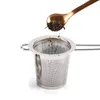 SS304 chá infusor de aço inoxidável folhas soltas chá strainer basket cabo dobrável bule flor grande filtro de ervas