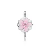 Pink Magnolia Bloom Rings Mujeres Auténtico 925 Conjunto de joyas de regalo de boda de plata para pandora CZ diamante Anillo de compromiso de flores con 259h