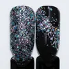 Trempage des poudres à ongles dégradé français couleur naturelle paillettes holographiques sans lampe Cure décorations d'art d'ongle 1 boîte Holo Nail Flakies Se