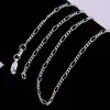 10pcs lote de 2 mm Figaro Chain 925 Sterling Silver Jewelry Chains com fecho de lagosta tamanho 16 18 20 22 24 28 28 30 polegadas